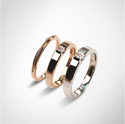 Camellia silhouette of earth wedding ring