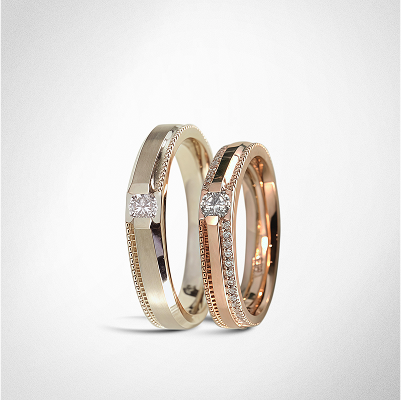 Acacia silhouette of earth wedding ring